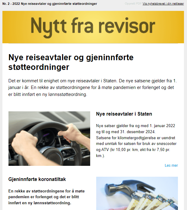 Nr. 2 - 2022 Nye reiseavtaler og gjeninnførte støtteordninger